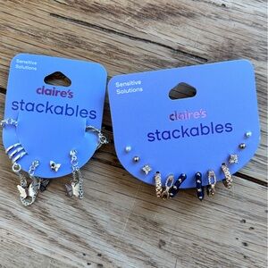 Claire's Gold and Silver Earring Set with Blue Accents